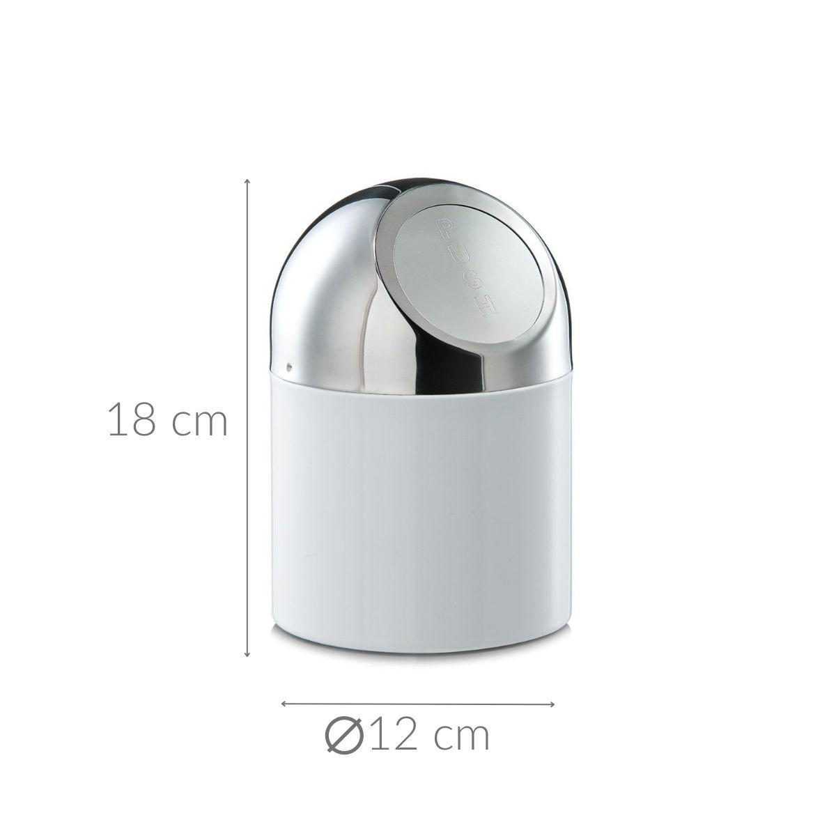 TISCHABFALLEIMER Edelstahl / Metall verchromt 12/12/18 cm - Weiß, Metall (12/18/12cm) - ZELLER