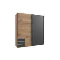 KLEIDERSCHRANK Emden in Plankeneiche mit Graphit - Schwebetürenschrank Breite 179 cm ohne Spiegel - Braun, Holzwerkstoff (179/198/65cm)