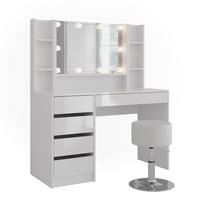 SCHMINKTISCH Sherry Weiß/Weiß Hochglanz 119.8 cm 5 Teile - Weiß Hochglanz, Holzwerkstoff (119.8/76/50.1cm) - Vicco