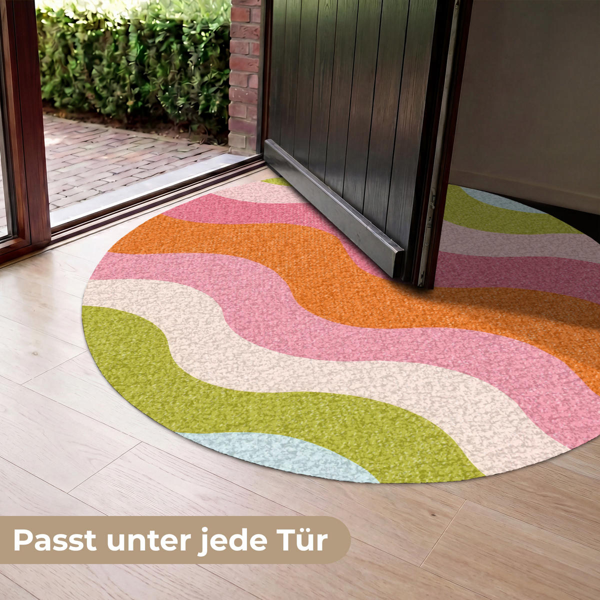 FUSSMATTE Bahnen - Wellen - Bunt - Vertikal Fußabtreter 120x120 cm - Multicolor, Kunststoff (120/120cm) - MuchoWow