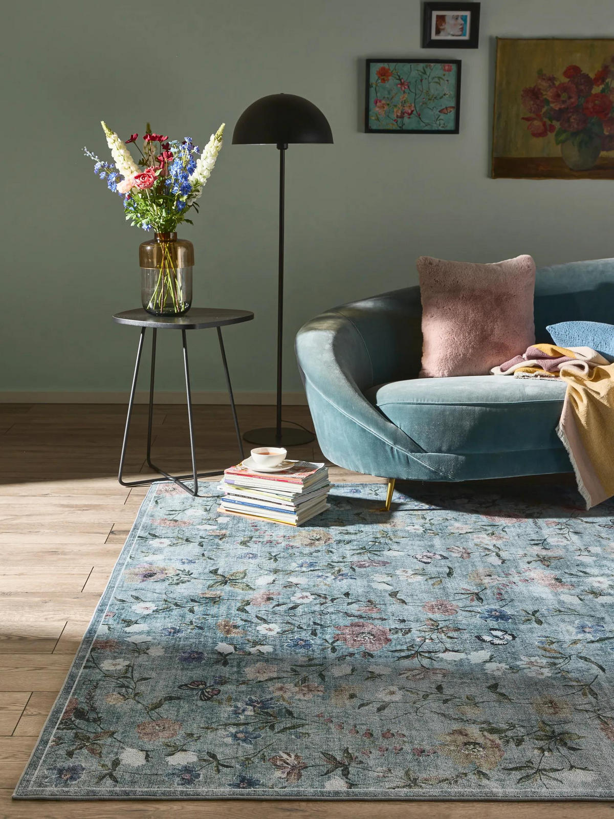 TEPPICH Milly waschbar Multicolor/Grau 160/230 cm - Multicolor/Grau, Kunststoff/Textil (160/230cm) - benuta