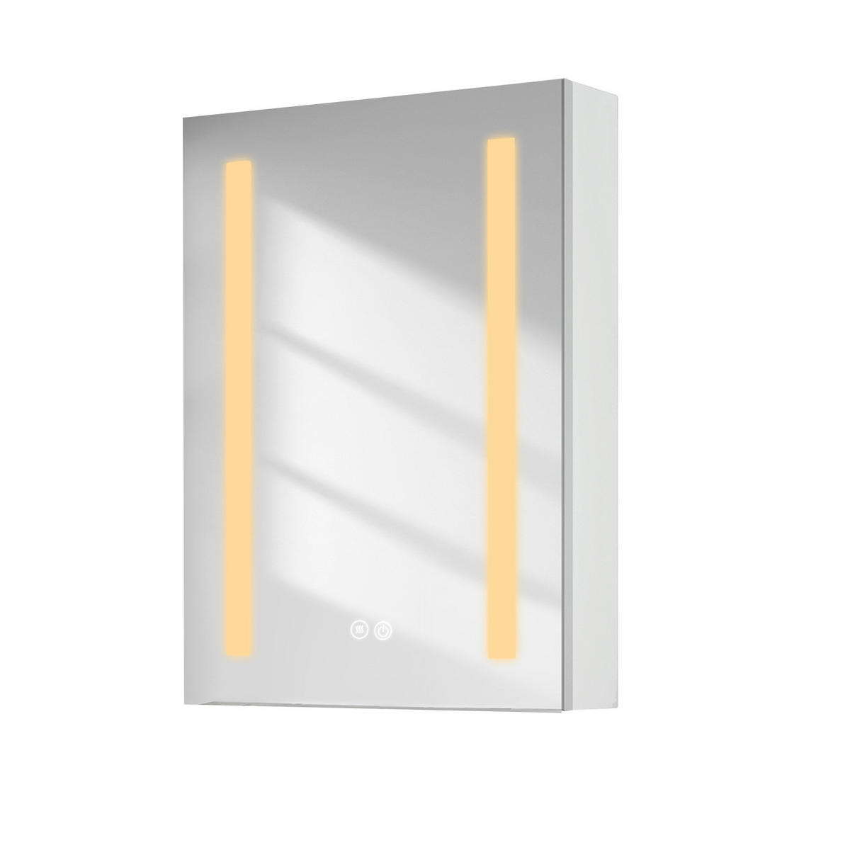 SPIEGELSCHRANK mit Beleuchtung Weiß 70/50/14,5 - Weiß, Metall (50/70/70cm) - EMKE