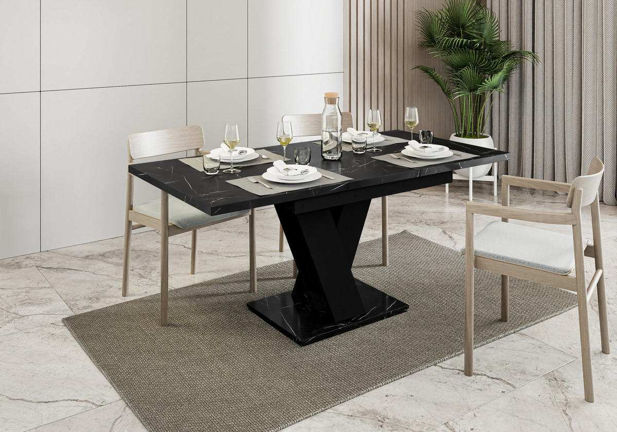 ESSTISCH MASSAR Ausziehbar 120 - 160 / 80 x 76 cm - Hellgrau/Schwarz, Holz (120/80/76cm) - MASSENO