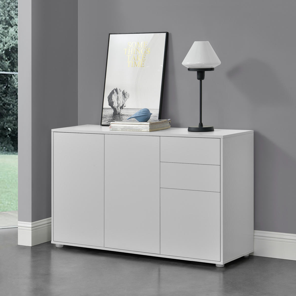 SIDEBOARD Paarl 3-türig - Weiß, Holzwerkstoff (117/74/36cm) - [en.casa]