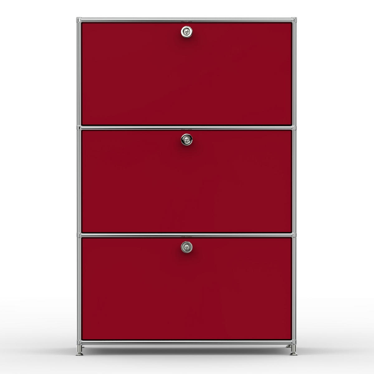 HOCHSCHRANK, 3 Schubladen, Schloss, Breite 77 cm, Rubinrot - Chromfarben/Silberfarben, Metall (40/118/77.2cm) - Versee