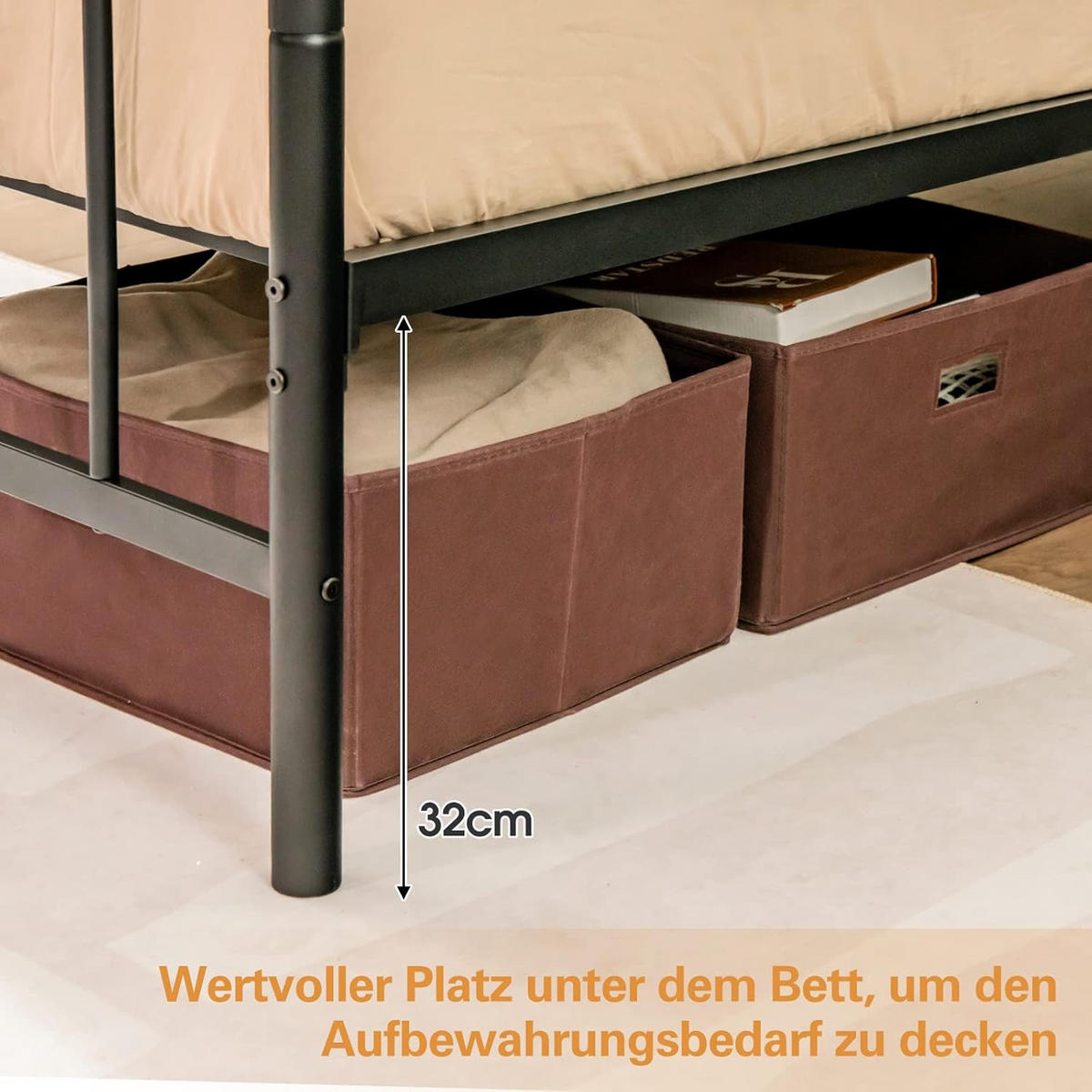BETTRAHMEN Metallbett Schwarz - Schwarz, Metall - COSTWAY