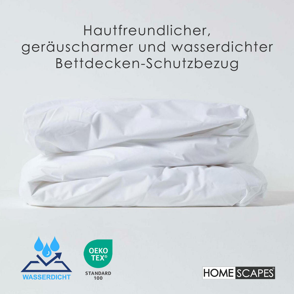 BETTDECKENSCHONER wasserdicht 240/220 cm - Weiß, Textil (240/220cm) - Homescapes