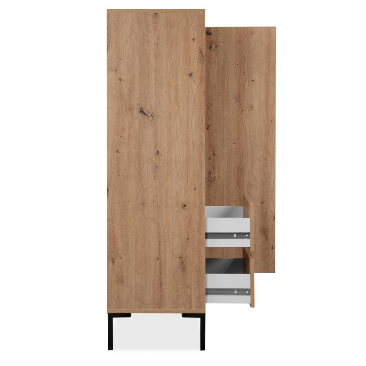 HIGHBOARD 81/139/40 cm Eiche Artisan, Metall Schwarz - Braun, Holz (81/139/40cm) - Homestyle4u