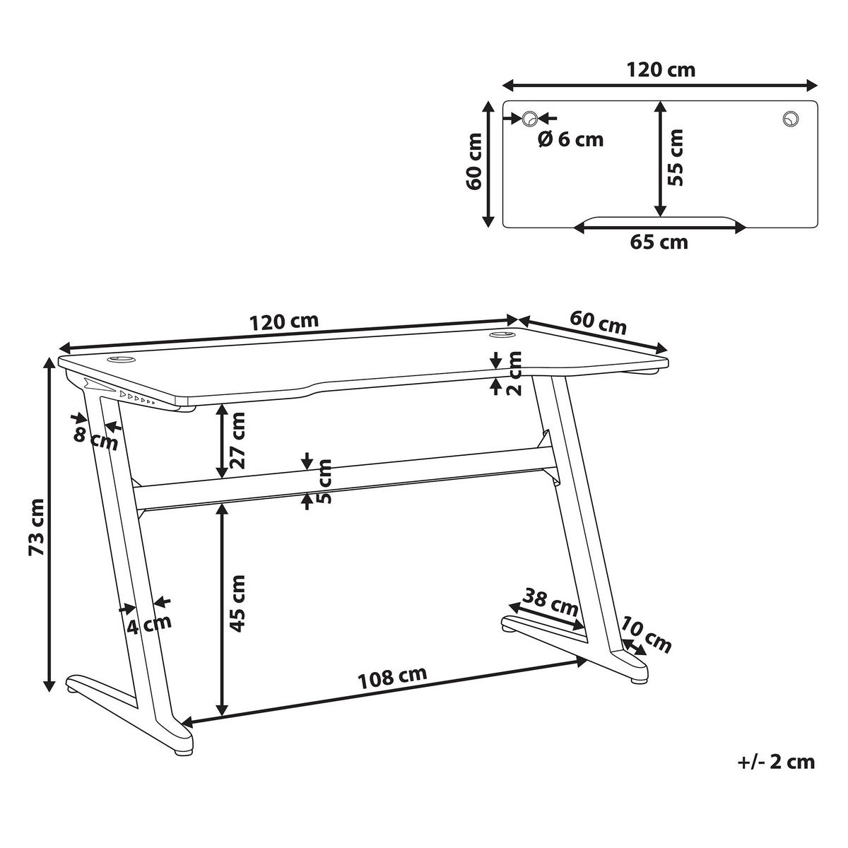 SPIELTISCH schwarz 120/60/73 cm Darfur - Schwarz, Holzwerkstoff (60/120/73cm) - Beliani
