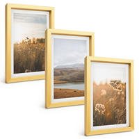 BILDER SET 3er Set - 20x30 cm Goldrahmen - Landschaften Wiesen Berge See - Goldfarben, Kunststoff (20/30cm) - TULUP