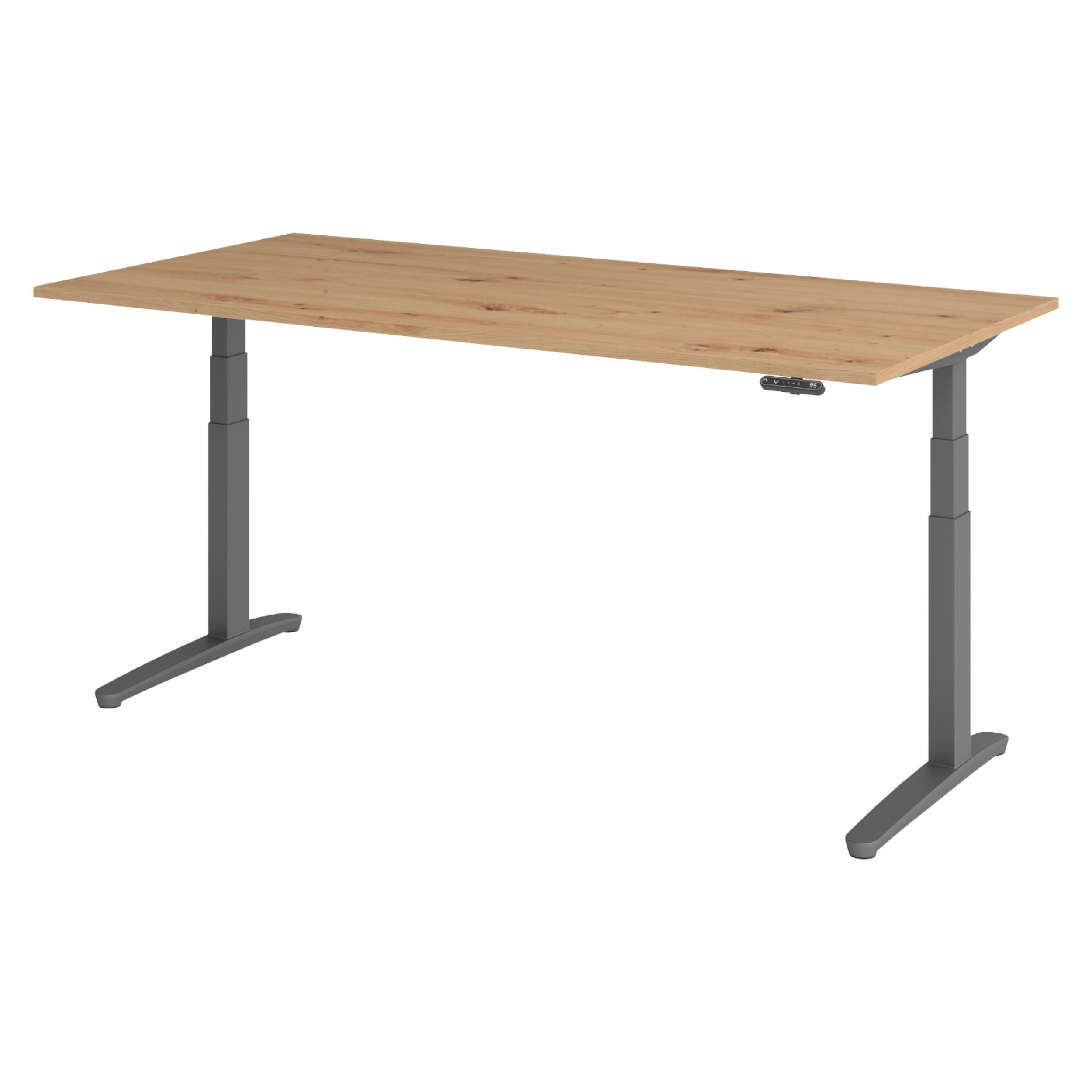 SCHREIBTISCH elektrisch XBHM 100/200/74 cm in Wildeiche/Graphitfarben - Wildeiche/Graphitfarben, Holzwerkstoff (100/200/74cm) - bümö