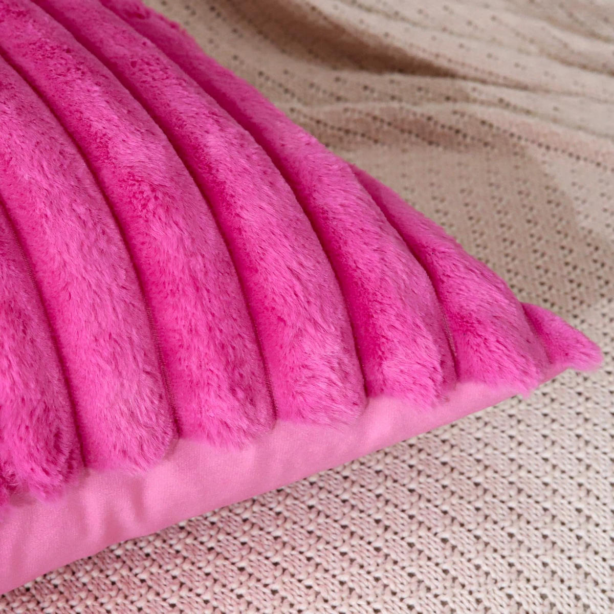 KISSENHÜLLE UNI Plüsch & Samt 45/45 cm - Magenta, Textil (45/45cm) - Kaket