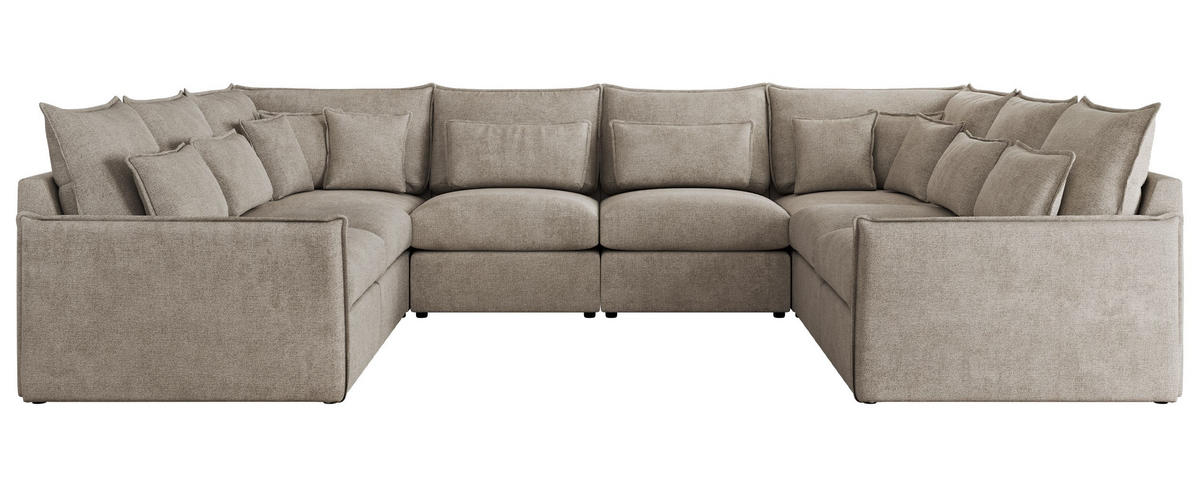 WOHNLANDSCHAFT VERSO U 8M Beige Struktur - Beige/Schwarz, Kunststoff/Textil (362/93/270cm) - MKS