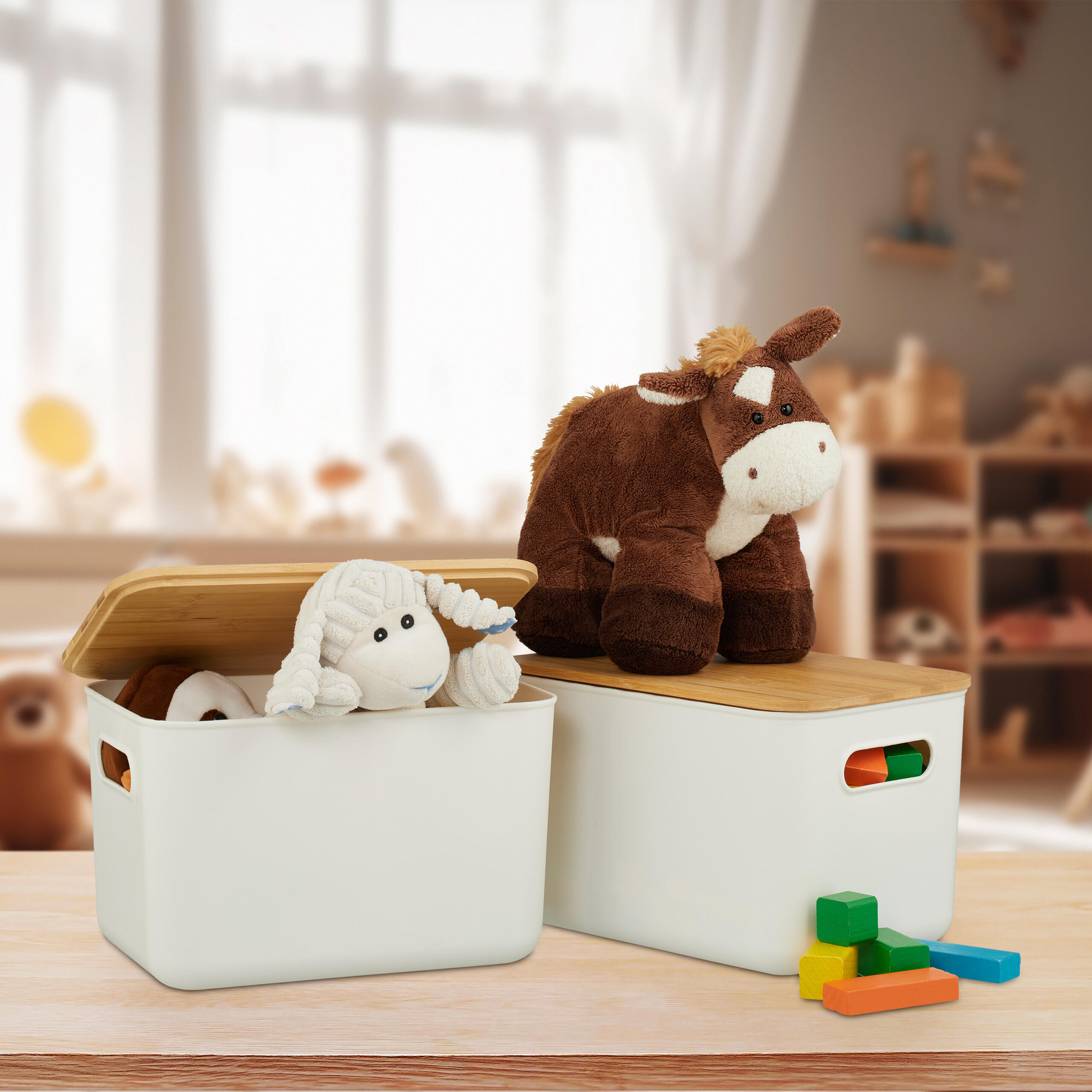 2XAUFBEWAHRUNGSBOX - Weiß, Holz/Kunststoff (26/16/17.5cm) - Relaxdays