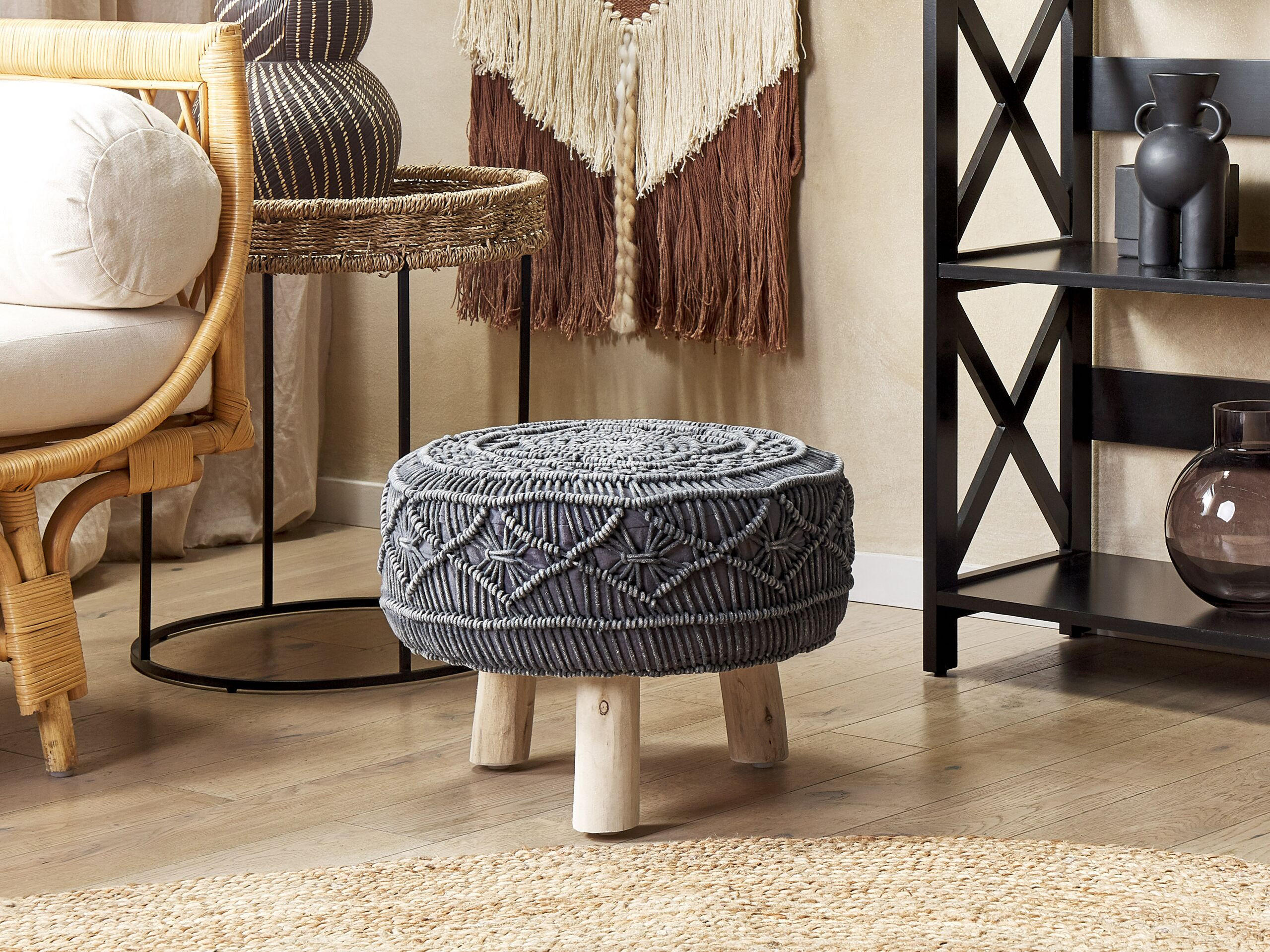 HOCKER Mundra 42/42/33 cm - Grau, Naturmaterialien (42/33/42cm) - Beliani