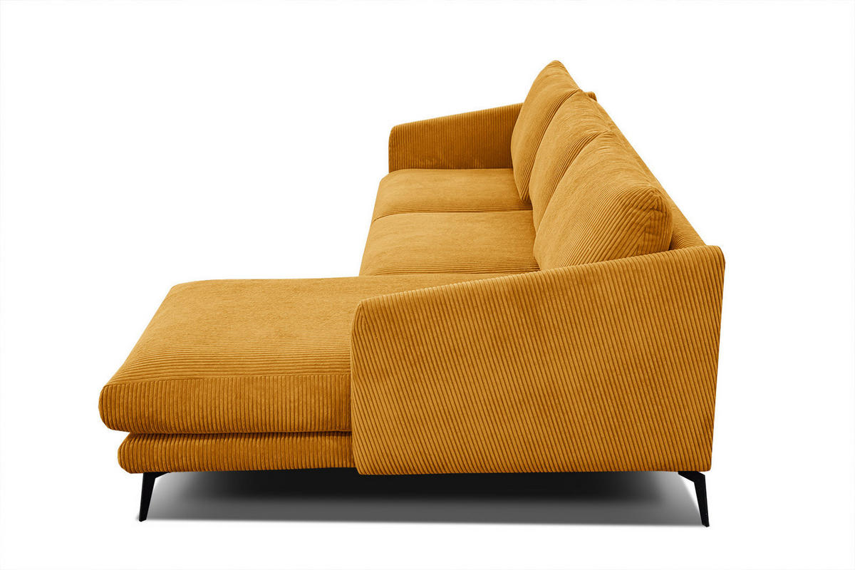 ECKSOFA VILT 4-Sitzer, honig - Schwarz/Honig, Holzwerkstoff/Textil (255/156cm) - Courtois Laville