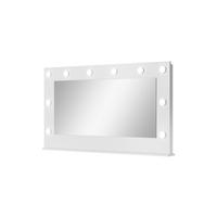 WANDSPIEGEL MIA 120x75 cm Weiß Matt - inkl. 10 LED-Lampen im Hollywood-Stil - Weiß, Holz/Holzwerkstoff (120/75/11cm) - Ravio