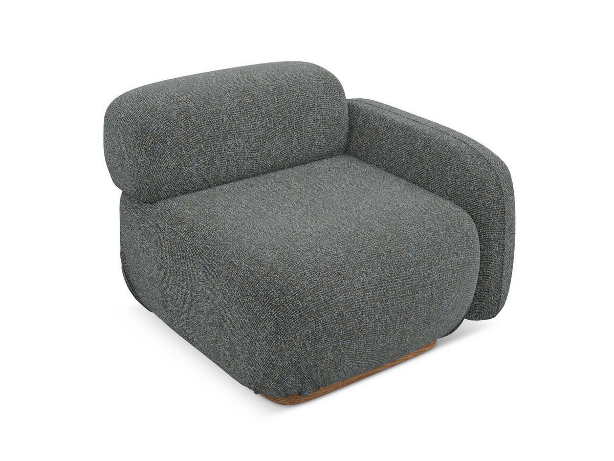 SOFAELEMENT Rechts Strukturstoff Stoff Grau - Dunkelgrau/Braun, Holz/Textil (95/73/95cm) - Makamii