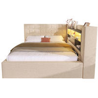 POLSTERBETT mit Stauraum 140x200 cm Leinen Beige inkl. Matratze - Beige, Metall (140/200cm) - Meubliv