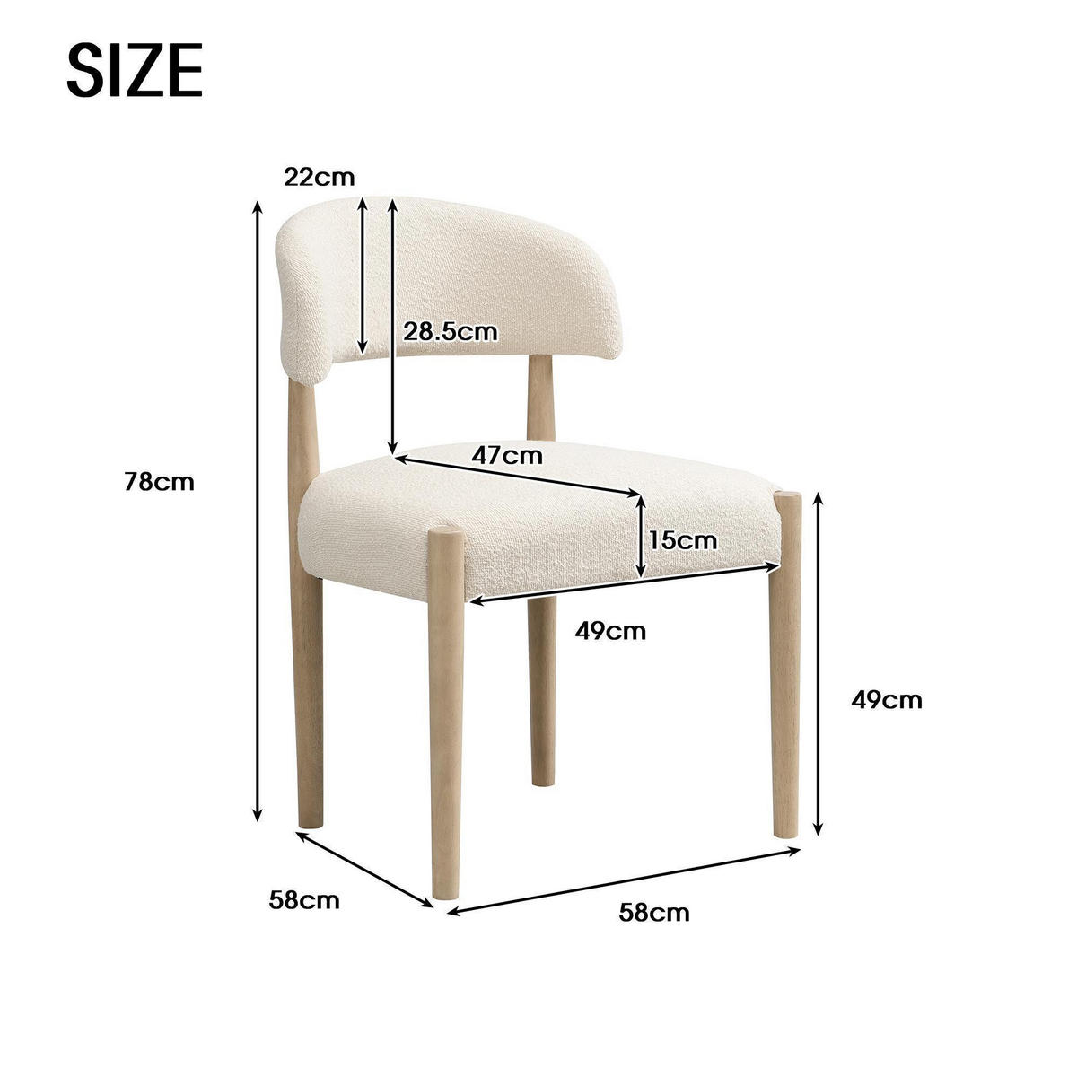ESSZIMMERSTUHL 6 Stück in moderner Stil - Naturfarben, Holz/Textil (58/78/58cm) - KOMHTOM