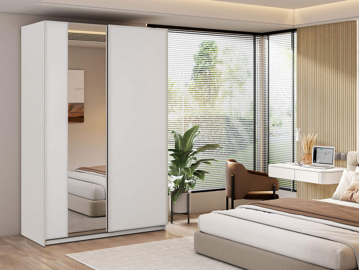 SCHIEBETÜRENSCHRANK Maxi 2D 150 MX02 - Weiß, Holzwerkstoff (150/235/71cm) - MIRJAN24