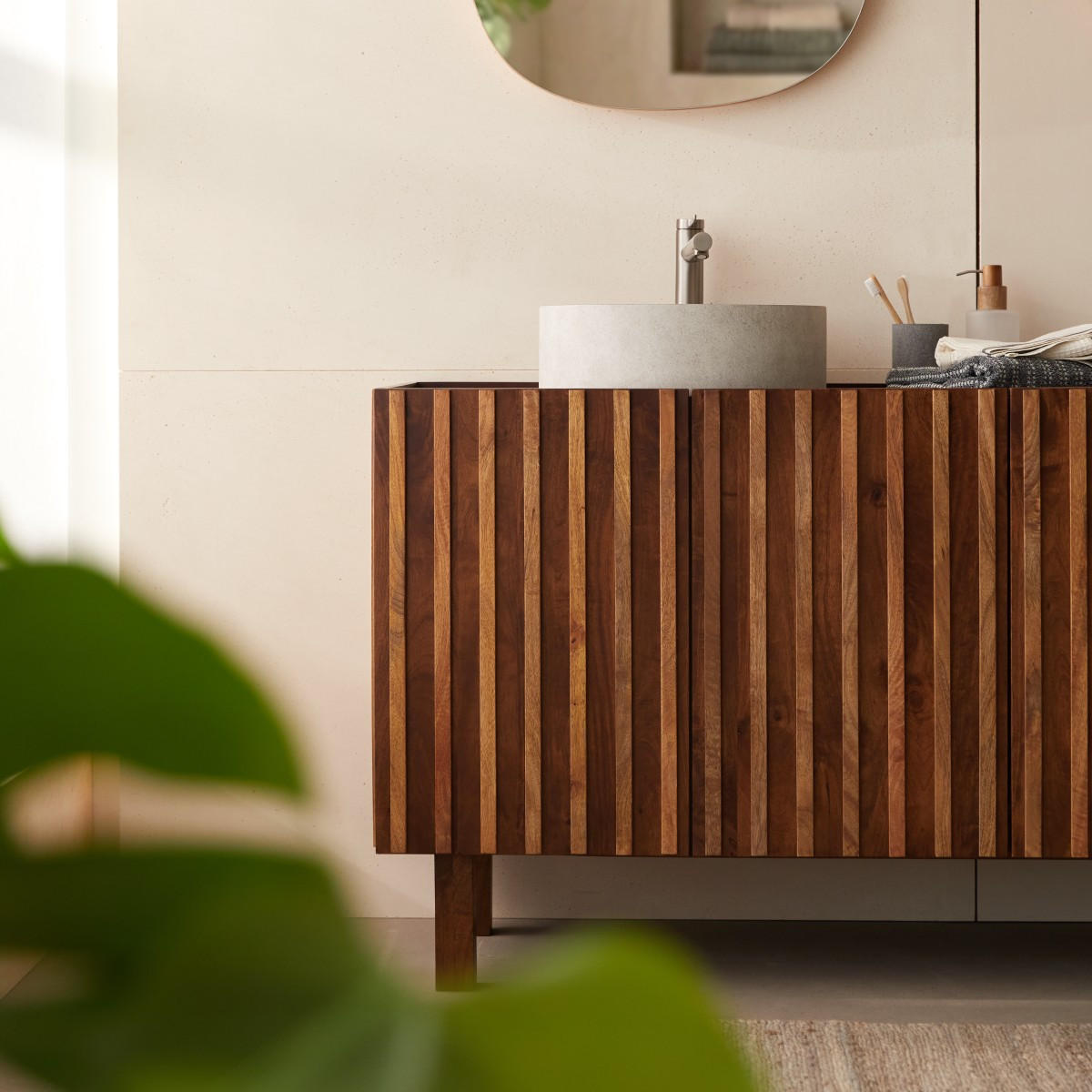 BADEZIMMERMÖBEL Milo Dunkelbraun aus Mango - Dunkelbraun, Holz (164/79/48cm) - Tikamoon