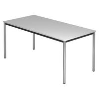 BESPRECHUNGSTISCH Serie-D 80/160/72 cm in Grau/Rundrohr verchromt - Chromfarben/Grau, Holzwerkstoff (80/160/72cm) - bümö