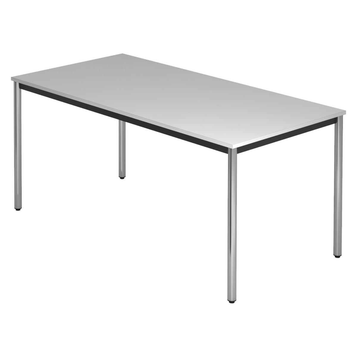 BESPRECHUNGSTISCH Serie-D 80/160/72 cm in Grau/Rundrohr verchromt - Chromfarben/Grau, Holzwerkstoff (80/160/72cm) - bümö