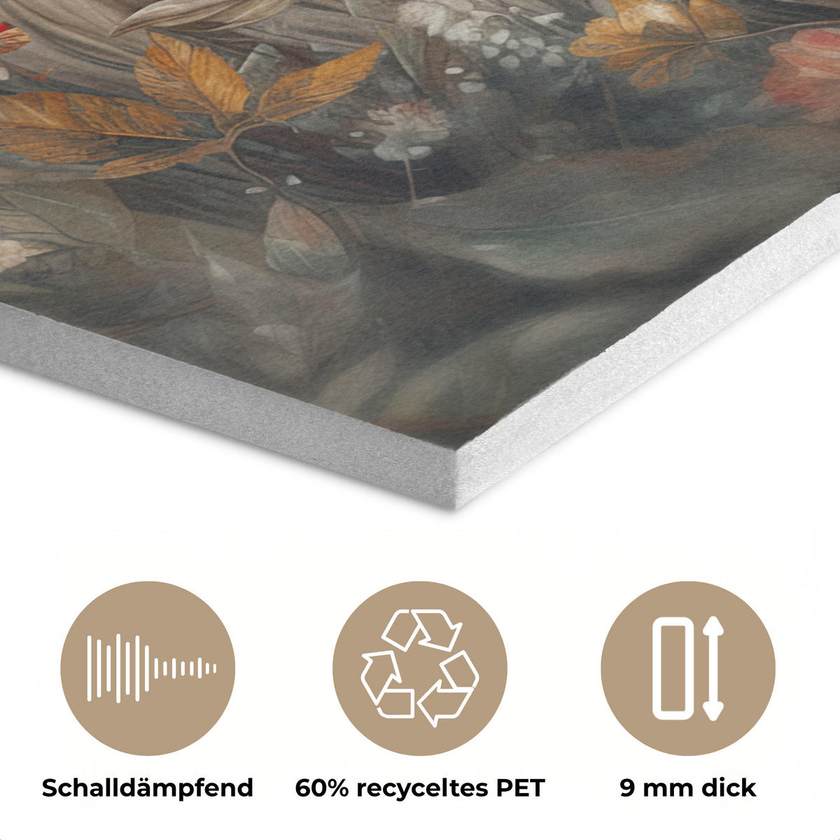 AKUSTIKBILD Löwe - Wildtiere - Pflanzen - Natur - Blumen Wanddeko 60x90 cm - Beige, Kunststoff (60/90/0.9cm) - MuchoWow
