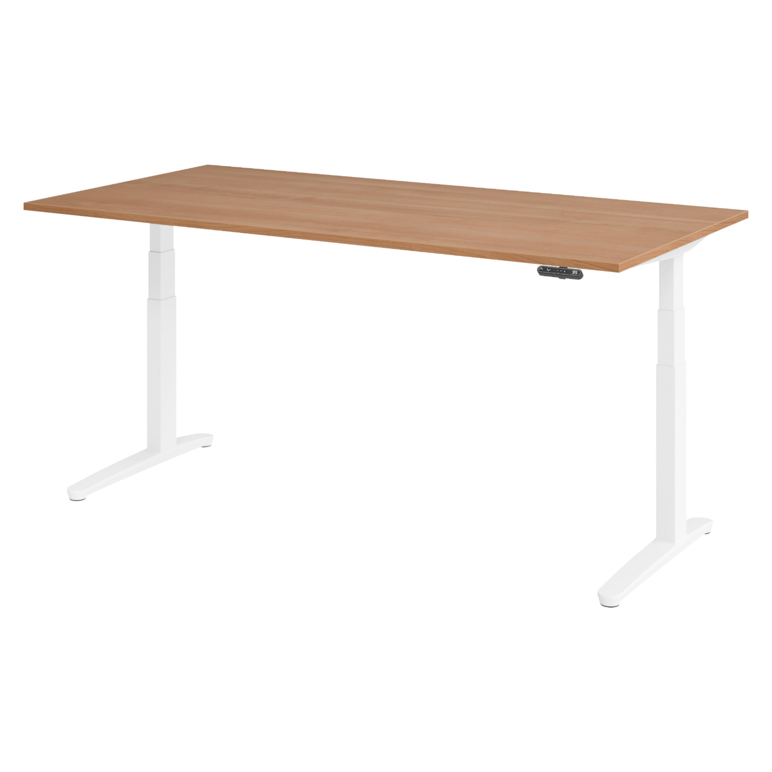 SCHREIBTISCH elektrisch XBHM 100/200/74 cm in Nussbaumfarben/Weiß - Nussbaumfarben/Weiß, Holzwerkstoff (100/200/74cm) - bümö