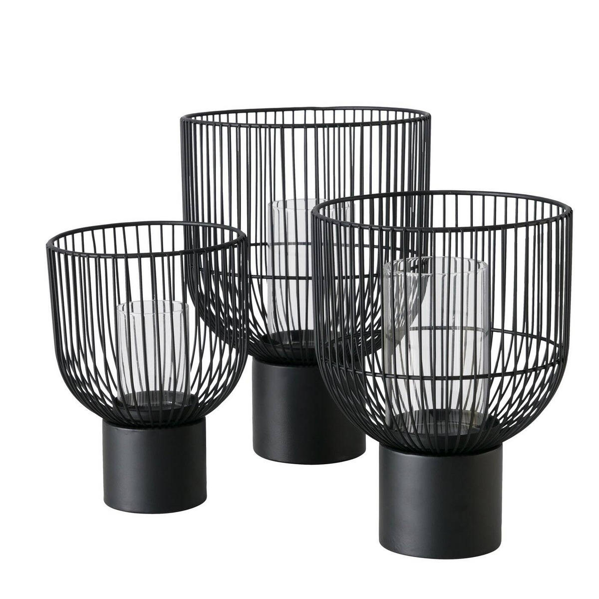 KERZENHALTER Candy 3er-Set - Schwarz, Metall (25/35/25cm) - Boltze Home