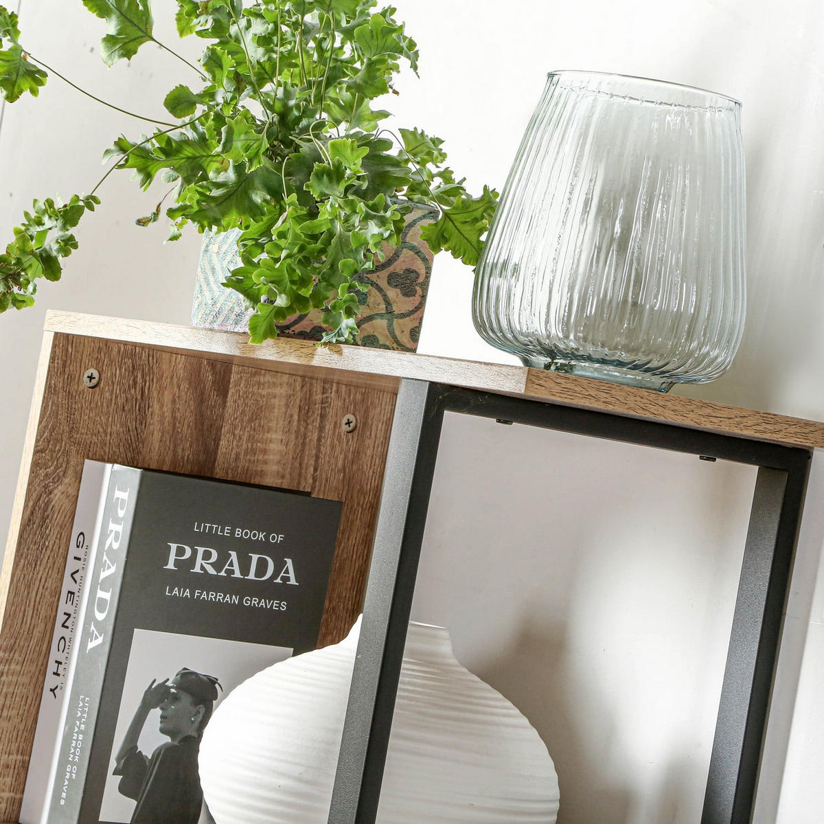 BÜCHERREGAL mit 4 Ebenen, Holzdekor und Metallständern - H148cm - Apfelbaumfarben, Holzwerkstoff (30/147.5/60cm) - Calicosy