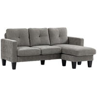 ECKSOFA, Eck-Couch mit umkehrbarer Chaiselongue, Chenille-Optik, Braun - Braun, Textil (130/186cm) - HOMCOM