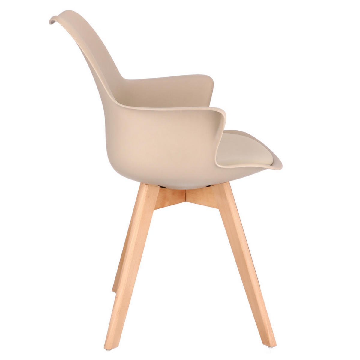 STUHL Orlean - beige - Beige/Buchefarben, Leder/Holz (63/83/59cm) - JuMi