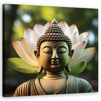WANDBILD buddha statue blume - Grün, Textil (50/50cm) - Feeby