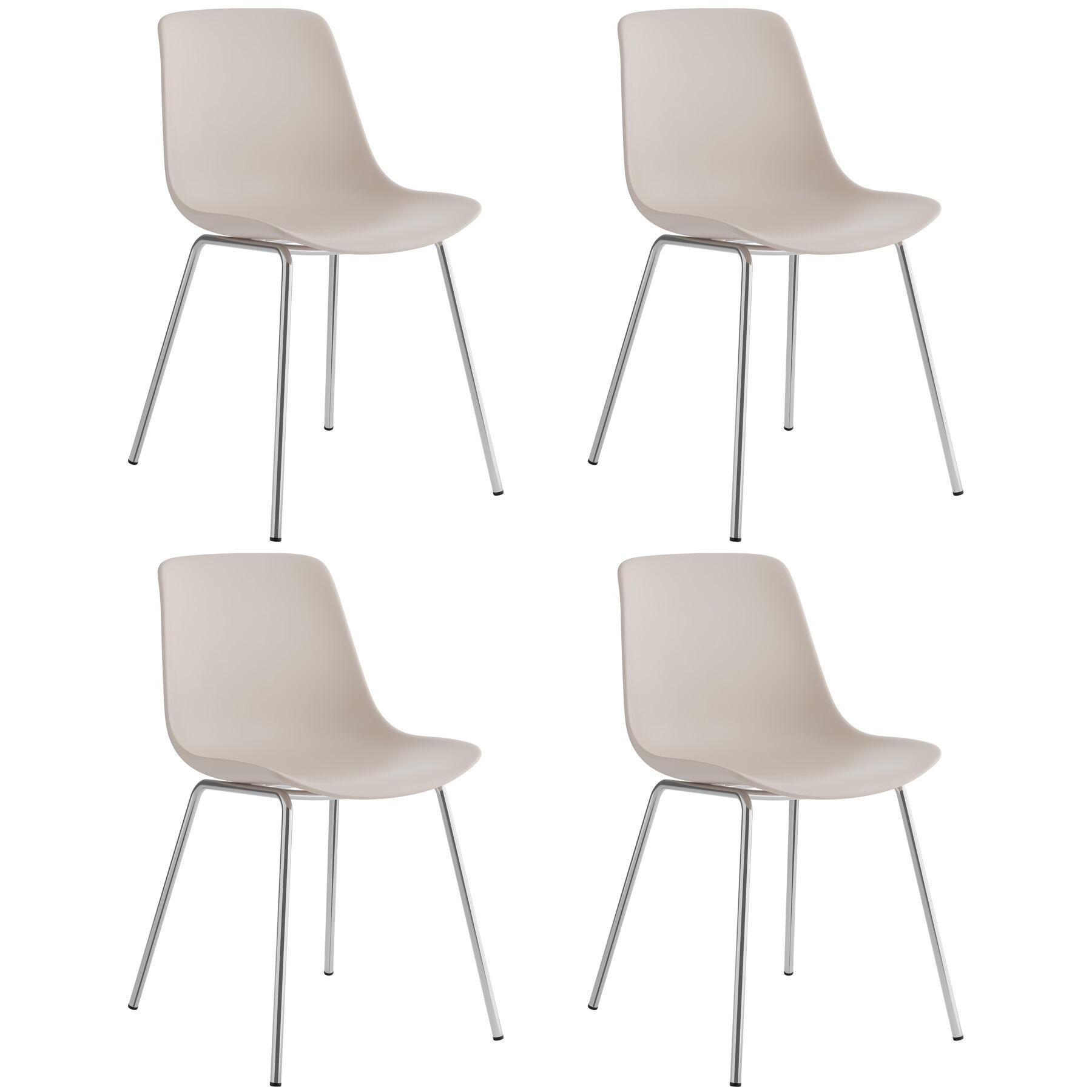 KUNSTSTOFFSTUHL 4er Set Mave 46 x 55 x 80 5 cm taupe/chrom - Taupe, Textil (46/80.5/55cm) - tectake