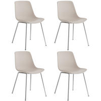KUNSTSTOFFSTUHL 4er Set Mave 46 x 55 x 80 5 cm taupe/chrom - Taupe, Textil (46/80.5/55cm) - tectake