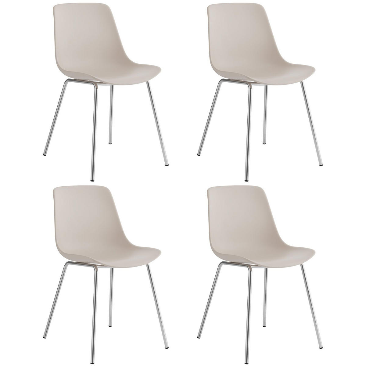KUNSTSTOFFSTUHL 4er Set Mave 46 x 55 x 80 5 cm taupe/chrom - Taupe, Textil (46/80.5/55cm) - tectake