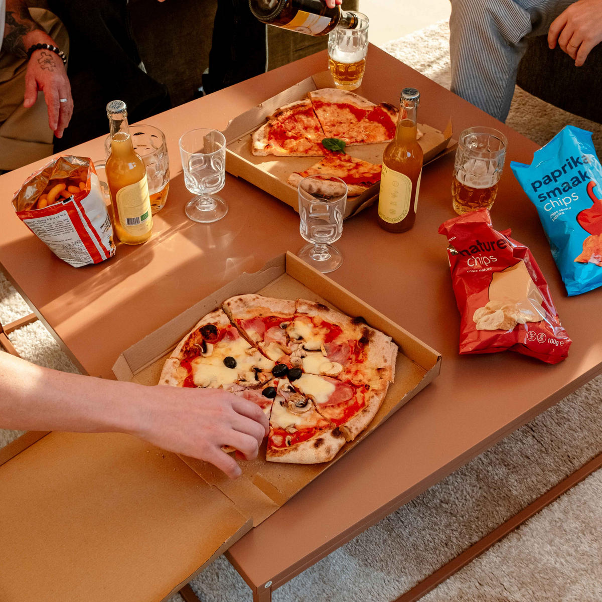 COUCHTISCH 120 cm, Braun - Braun, Metall (90/90/35cm) - Oviala