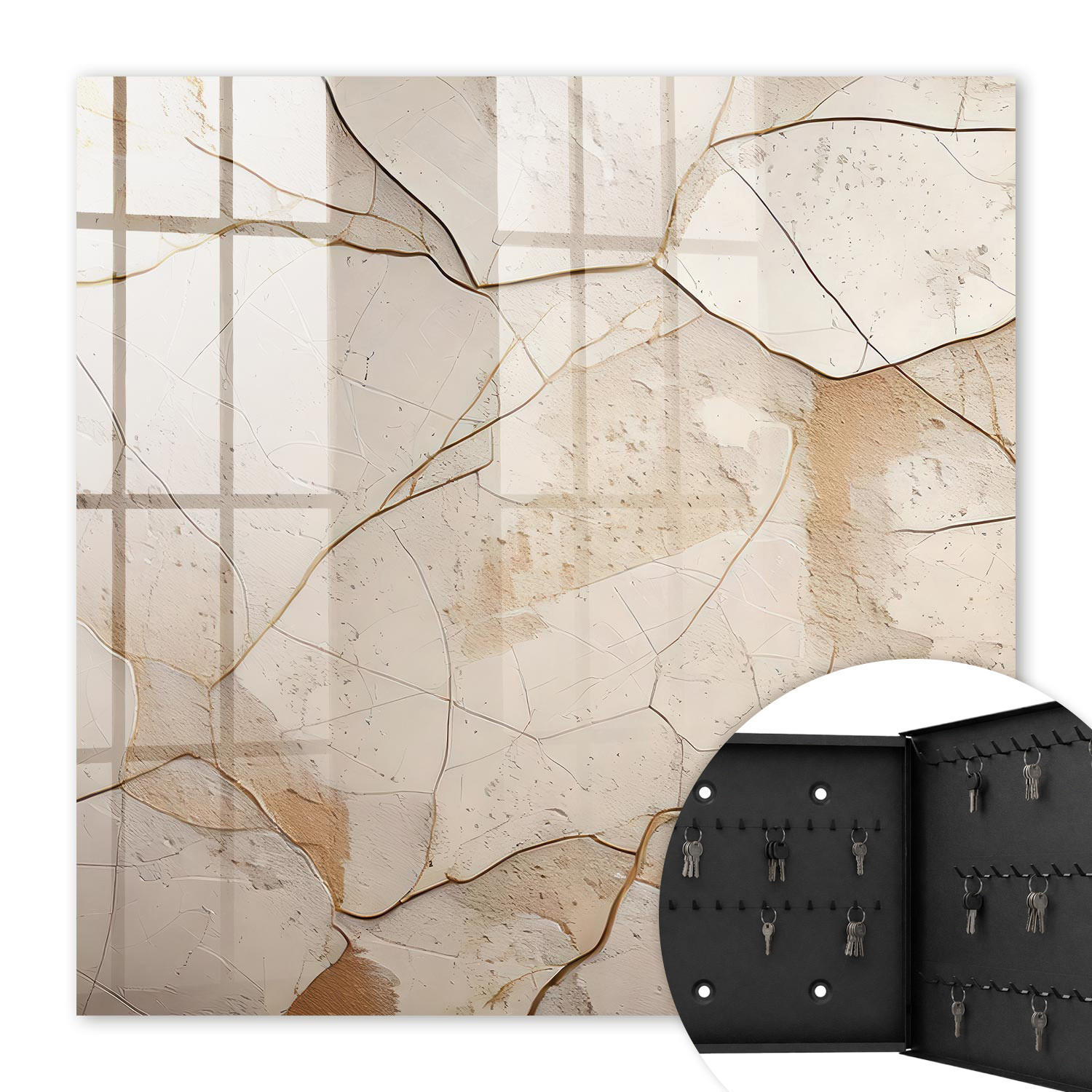 SCHLÜSSELBOX Schwarz 30x30 cm- Türöffnung nach rechts - Feine Erde - Beige, Metall (30/30/5cm) - TULUP