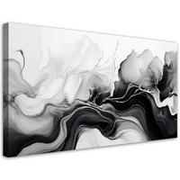 LEINWANDBILD Tinte abstrakt schwarz und weiß - Schwarz, Textil (120/60cm) - Feeby