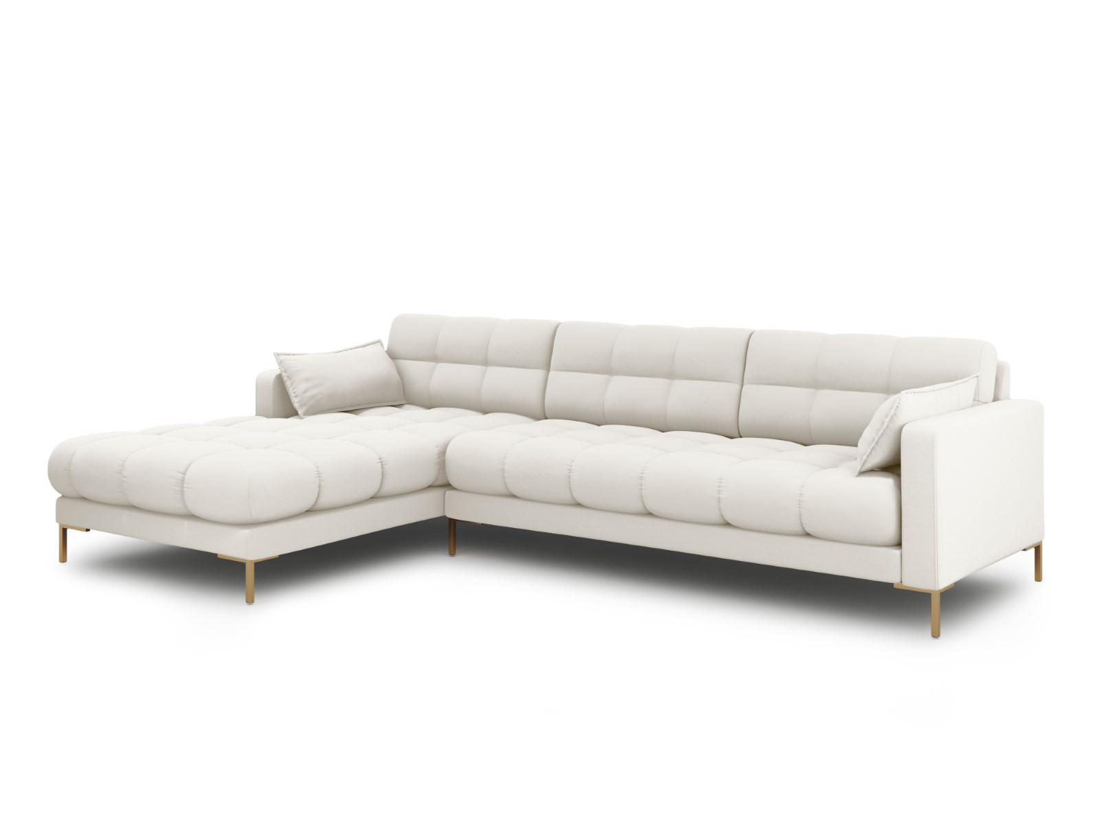 ECKSOFA links Mamaia aus strukturiertem Stoff leichtes beige 5 Sitzplätze - Creme, Textil (185/293cm) - Micadoni