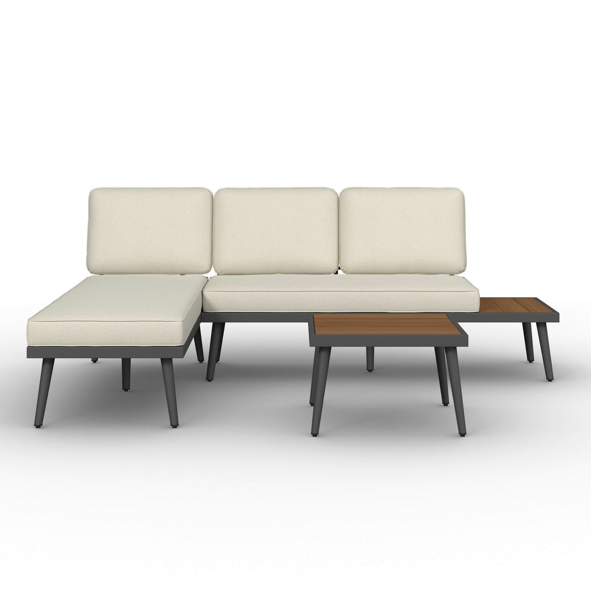 LOUNGEGARNITUR Sallie Creme Holz/Metall/Outdoorstoff - Creme, Holz - Bessagi Garden
