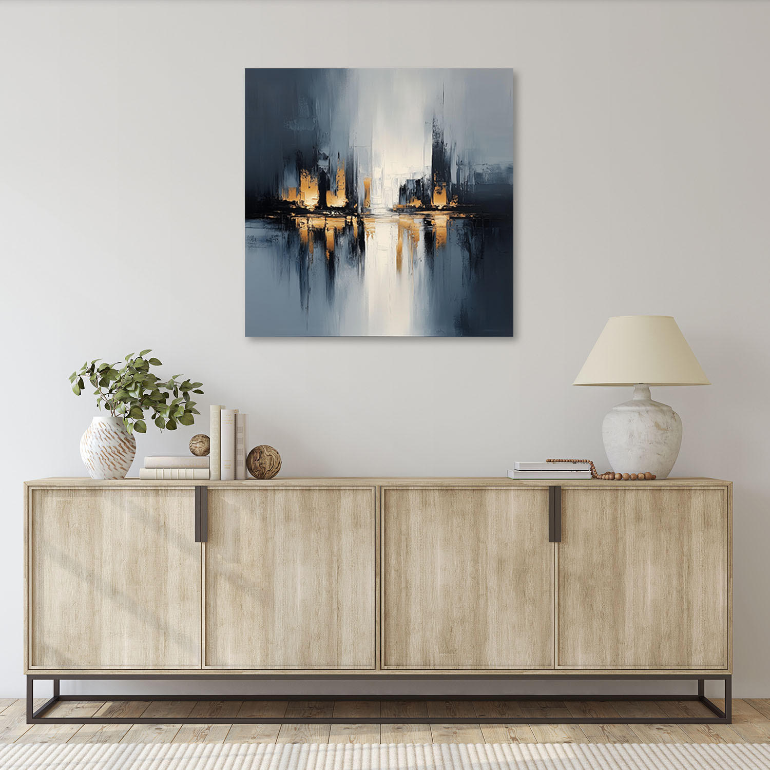 LEINWANDBILD Abstrakte grau-orange 50x50cm - Grau, Textil (50/50cm) - Feeby