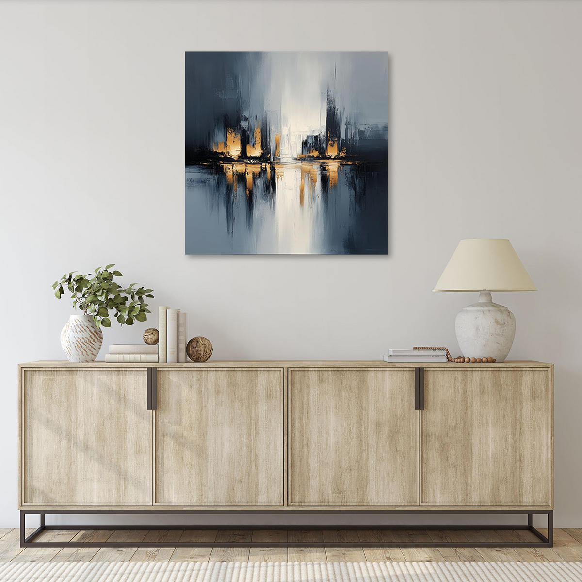 LEINWANDBILD Abstrakte grau-orange 50x50cm - Grau, Textil (50/50cm) - Feeby