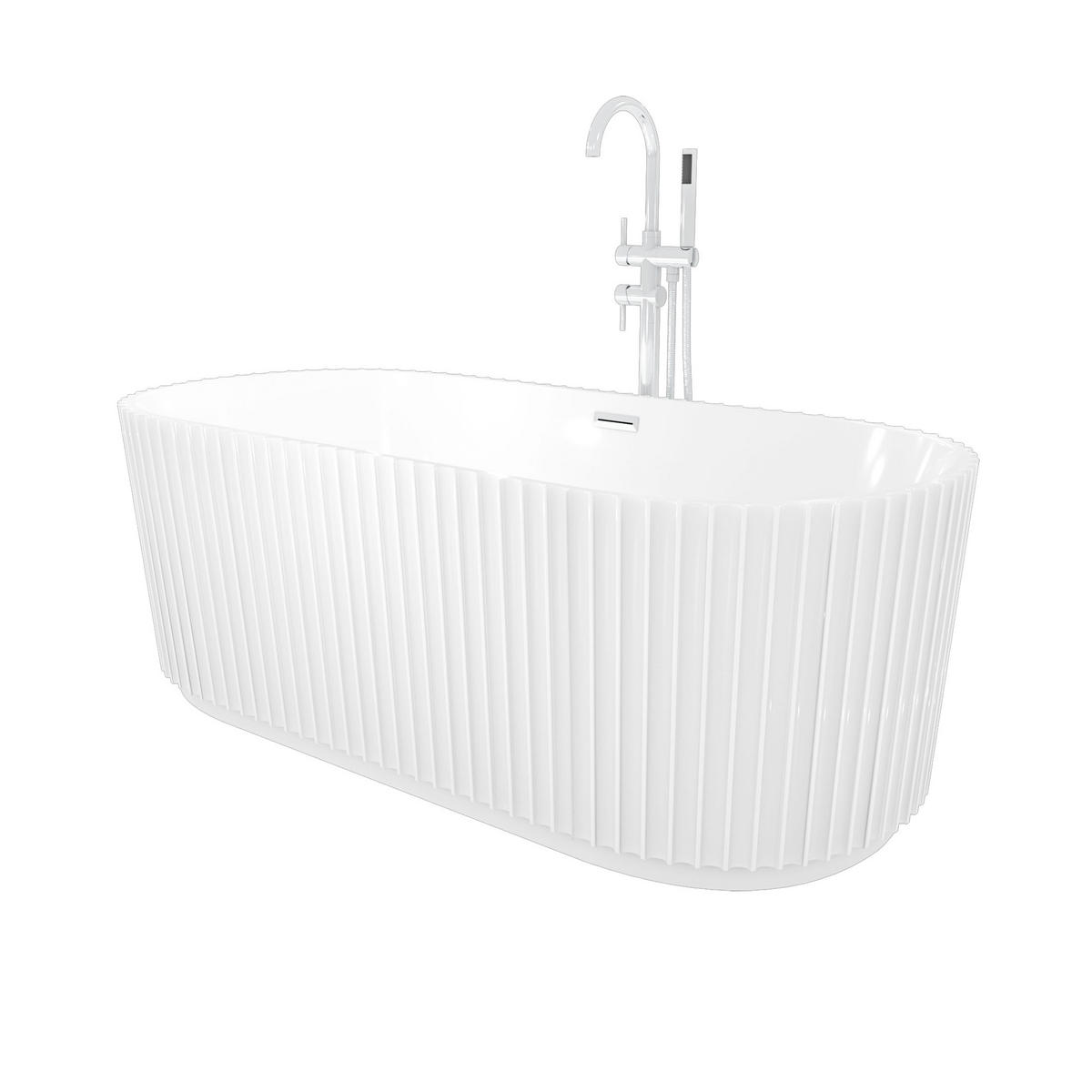 FREISTEHENDE Badewanne Wanne F08 170x80cm mit Armatur AF04 - Weiß, Glas/Kunststoff (80/58/170cm) - AcquaVapore by Sandra Jentho
