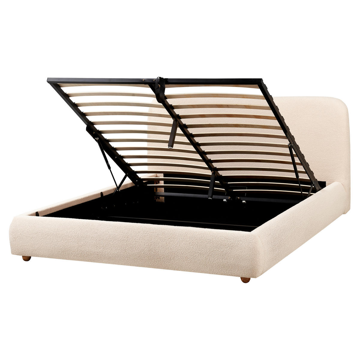 BETT mit Stauraum 160x200 cm Beige Blagnac - Beige, Textil (160/200cm) - Beliani