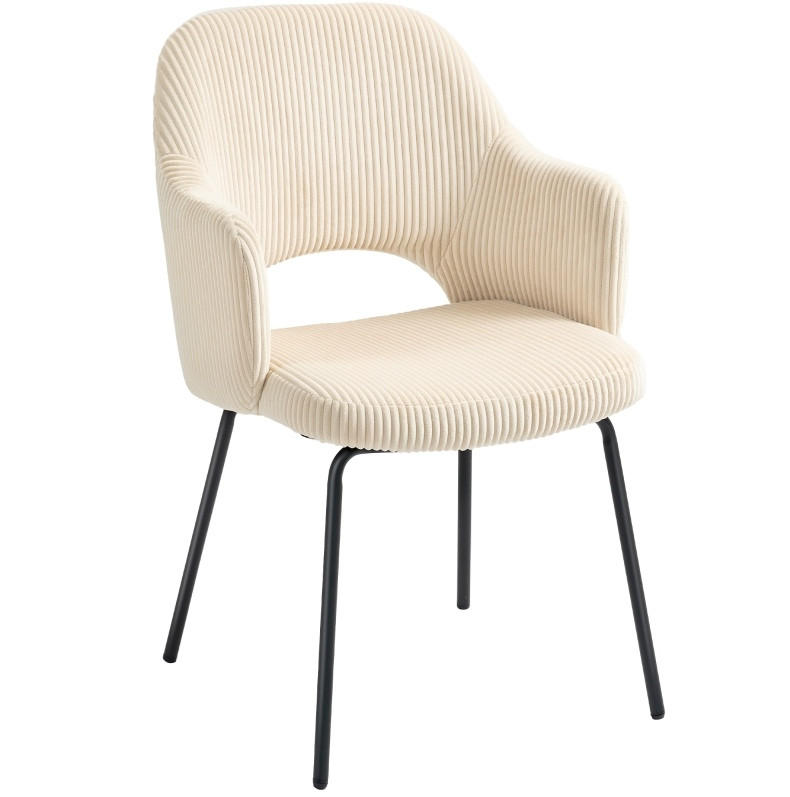ARMLEHNENSTUHL 62/57/85 cm Beige aus Cord mit Armlehnen und Stahlbeinen - Beige, Holzwerkstoff (57/85.5/62.5cm) - OKWISH