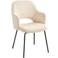 ARMLEHNENSTUHL 62/57/85 cm Beige aus Cord mit Armlehnen und Stahlbeinen - Beige, Holzwerkstoff (57/85.5/62.5cm) - OKWISH