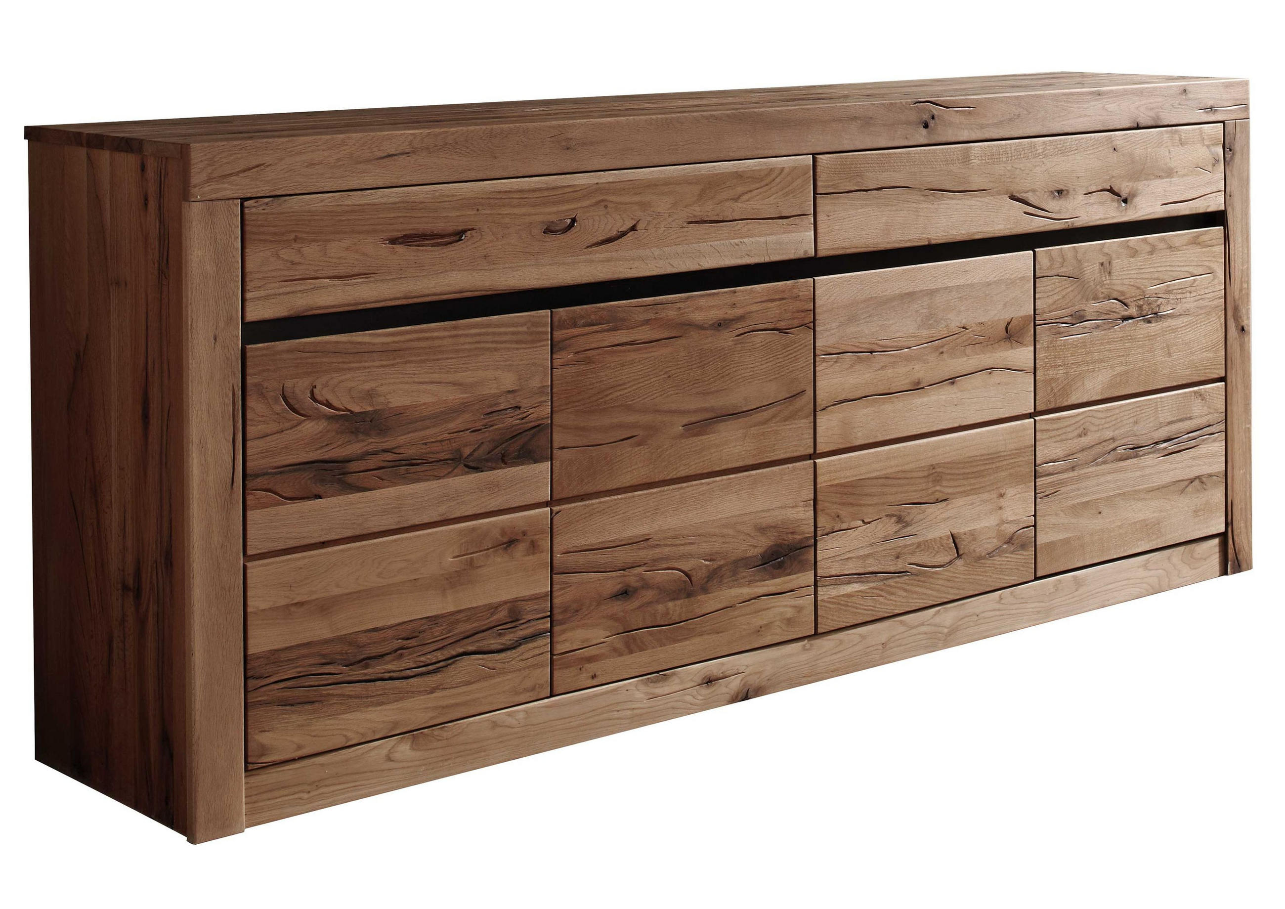SIDEBOARD Wildeiche / Zerreiche 202x43x80 braun geölt MONTREUX #352 - Braun, Holz (202/80/43cm) - Massivmoebel24